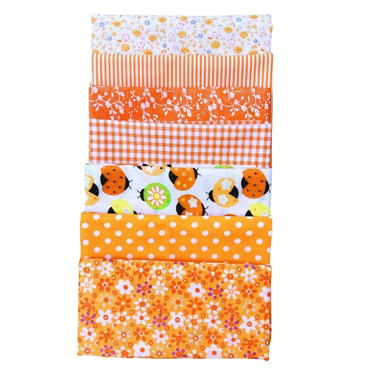 Orange Floral Cotton Fat Quarter Bundle 7pcs Patchwork