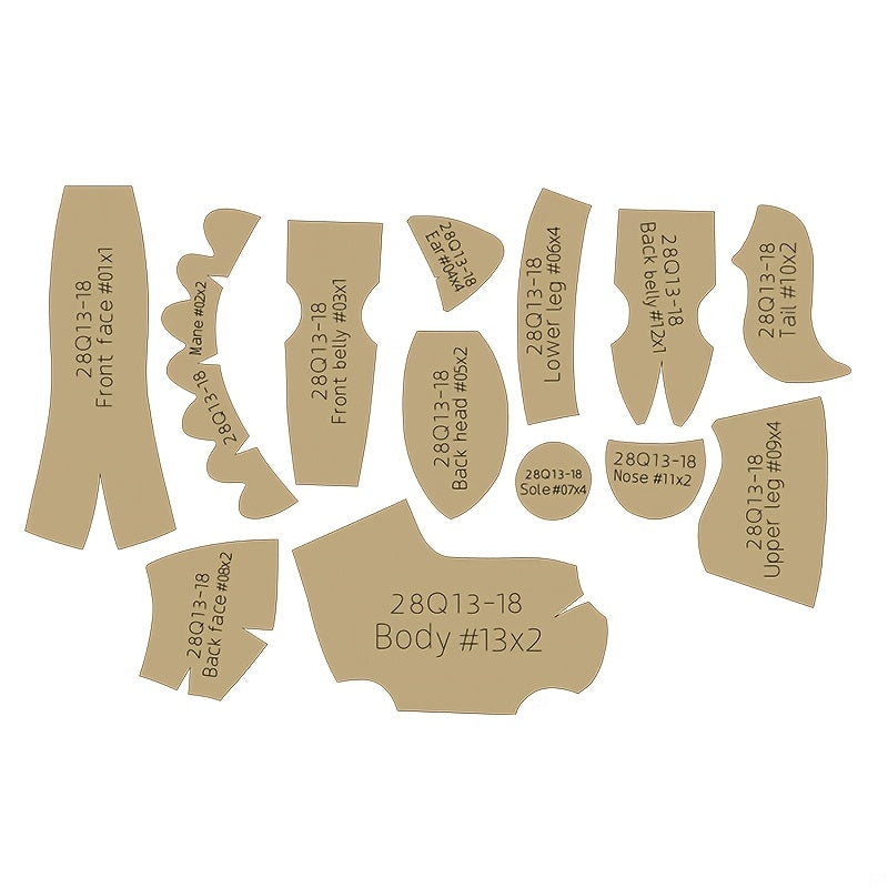 13pcs Horse Making Kraft Templates DIY Doll Quilting Stencils Horse Handmade Sewing Tool Stencil Handmade Decorations Birthday Holiday Gifts