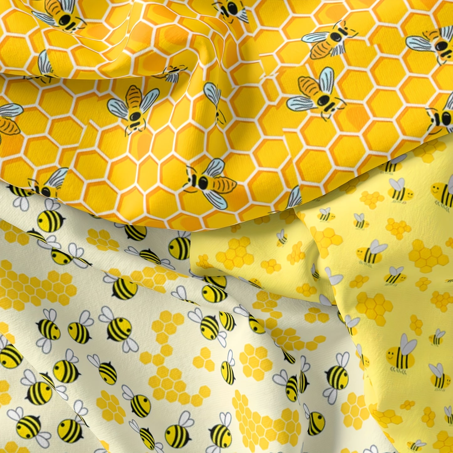 Polyester Patchwork Bees Pattern Bag Making Fabric Squares