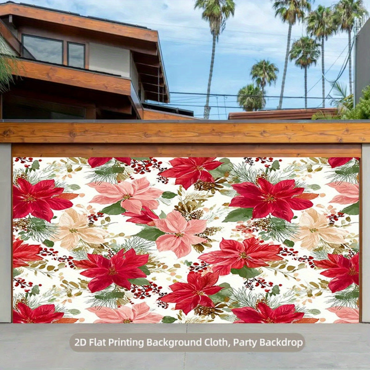 Poinsettia Fabric By The Yard For Christmas Decor Backdrops