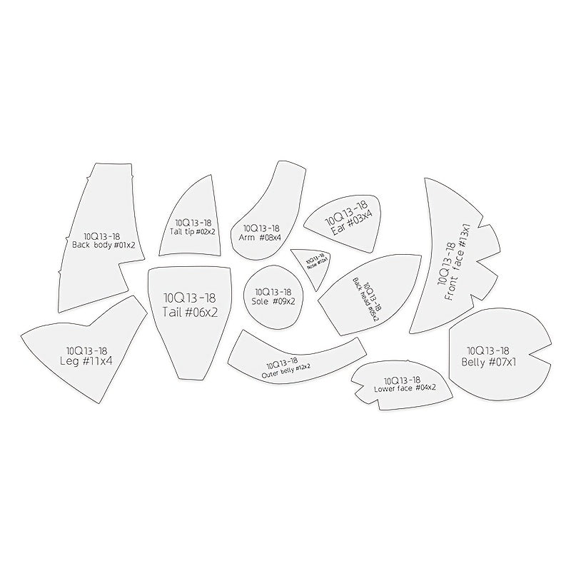 13pcs Fox Making PET Sewing Templates DIY Sitting Fox Shape Pattern Quilting Stencils Handmade Sewing Tools Template Handcrafted Decoration Birthday Holiday Gifts
