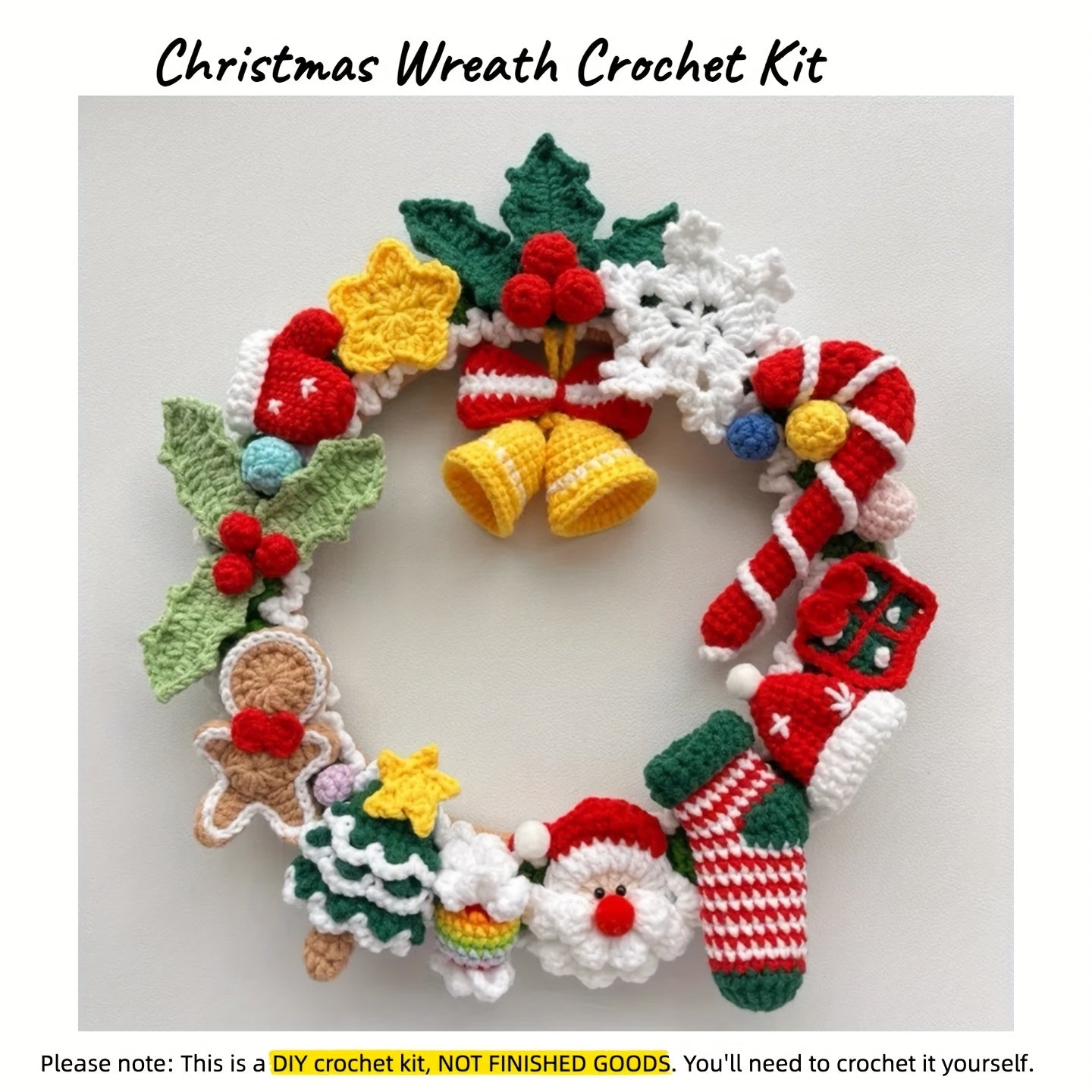 Artisan Christmas Wreath Crochet Kit With Detailed Guides
