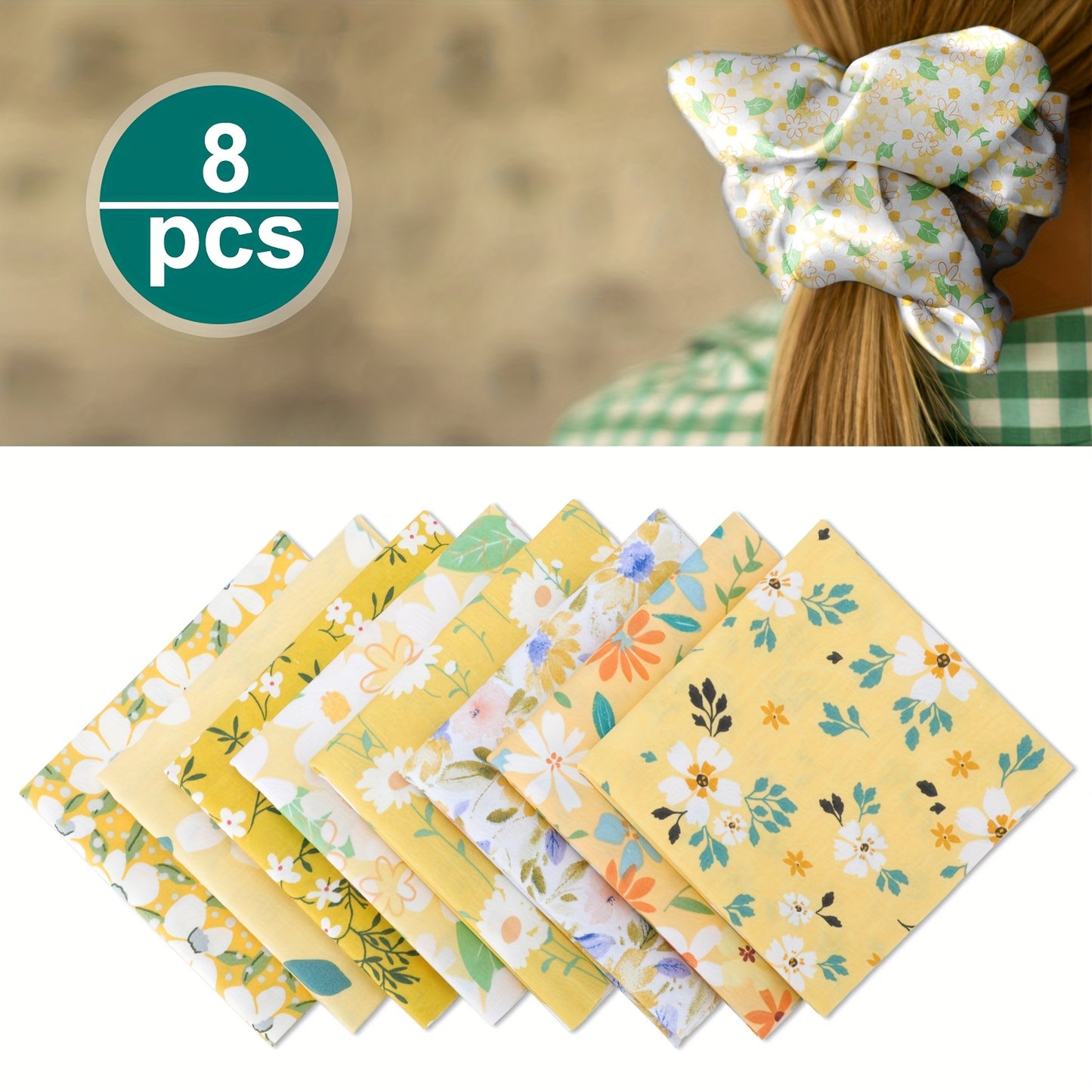LINKSTYLE 8pc Printed Patchwork Fabric Bundle For Quilting