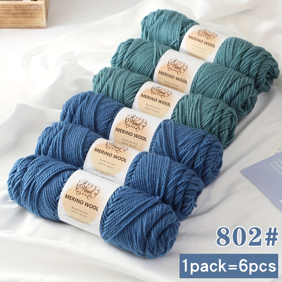 Merino Wool Roving Six Skeins Pack For Knitting And Crochet
