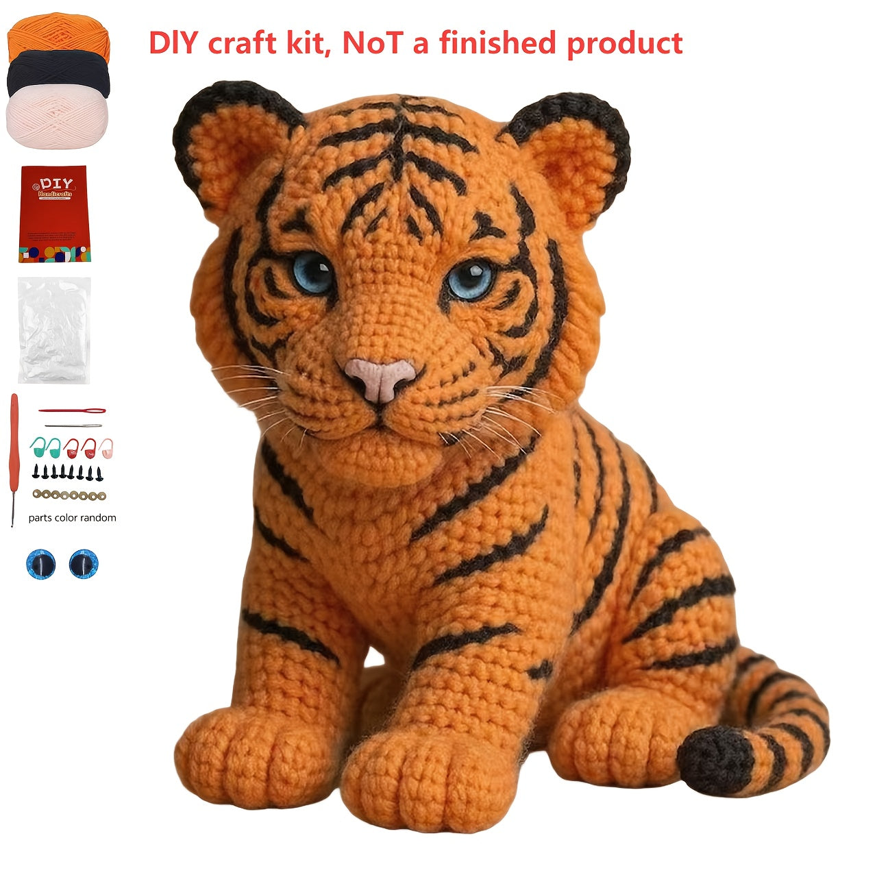 1 Set of Challenging Amigurumi White Tiger and Rare Black Tiger Crochet Patterns, Suitable for Those with Crochet Basics, Four Colors to Choose From