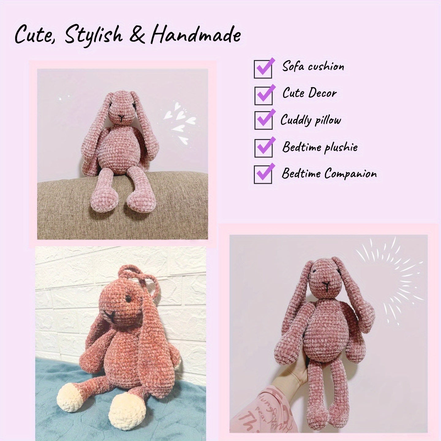 Diy Crochet Bunny Kit Plush Toy Handmade Gift Home Decor