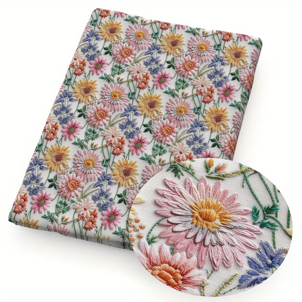 Floral 3D Embroidery Quilting Fabric Bundle Precuts