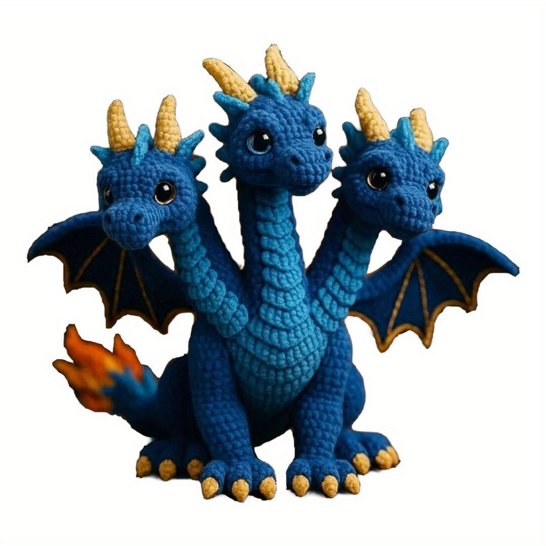 Three Headed Flying Dragon Amigurumi Crochet Kit Beginners