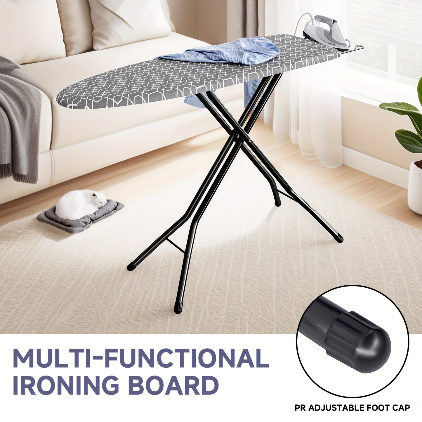 TOOLF Foldable Ironing Board With Iron Rest And Heat Cover