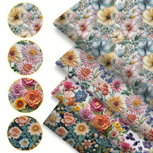 Floral 3D Embroidery Quilting Fabric Bundle Precuts