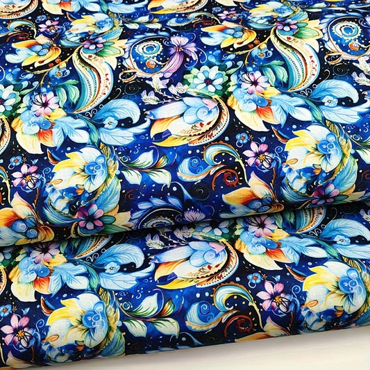 Retro Bohemian Paisley Print Fabric Polyester Cotton Blend