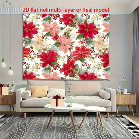 Poinsettia Fabric By The Yard For Christmas Decor Backdrops