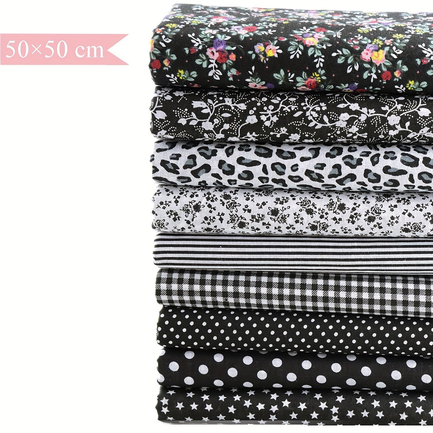 Floral Fabric Swatch Set 9 Pieces For Sewing And Crafting