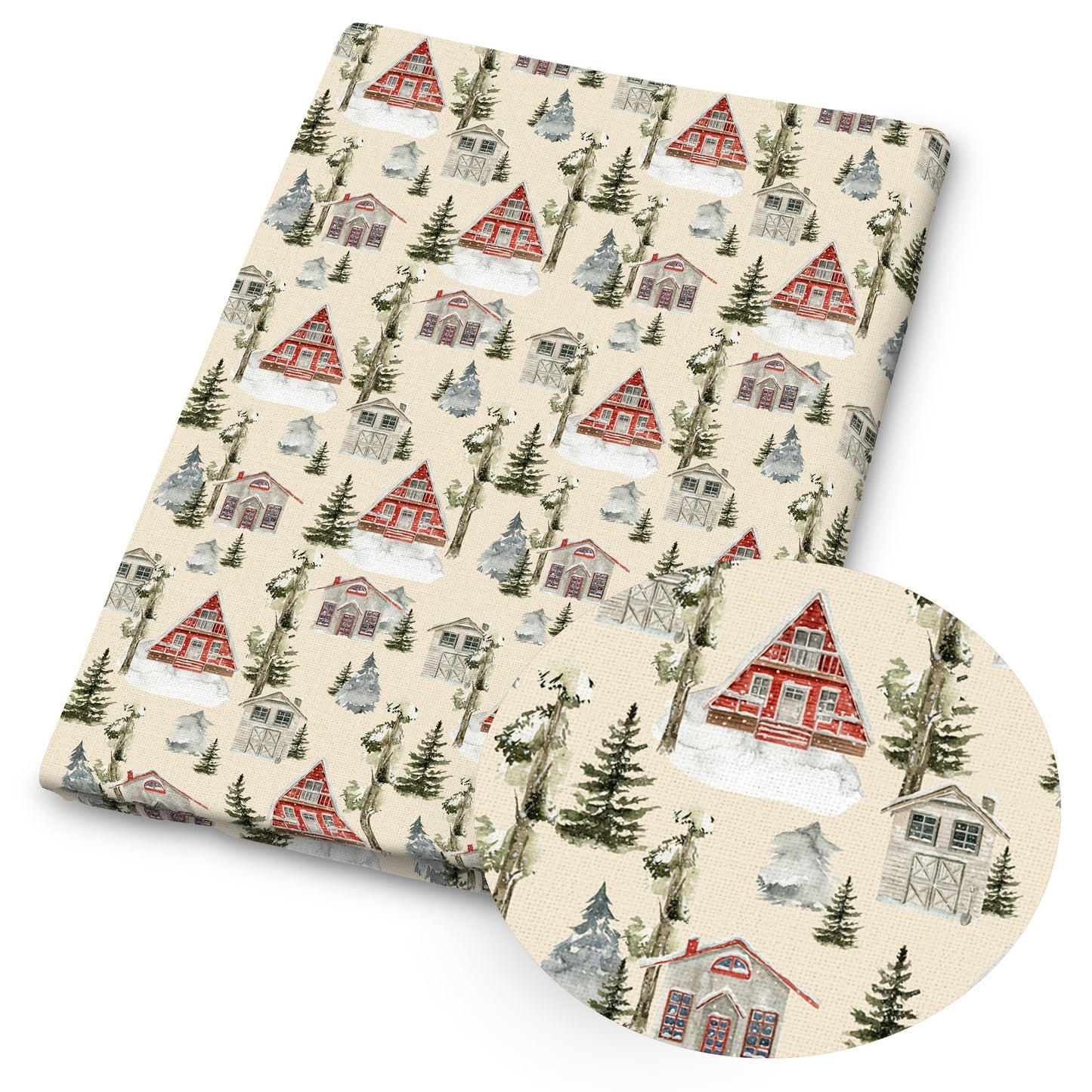 Christmas Quilt Fabric Polyester Forest Animals Santa