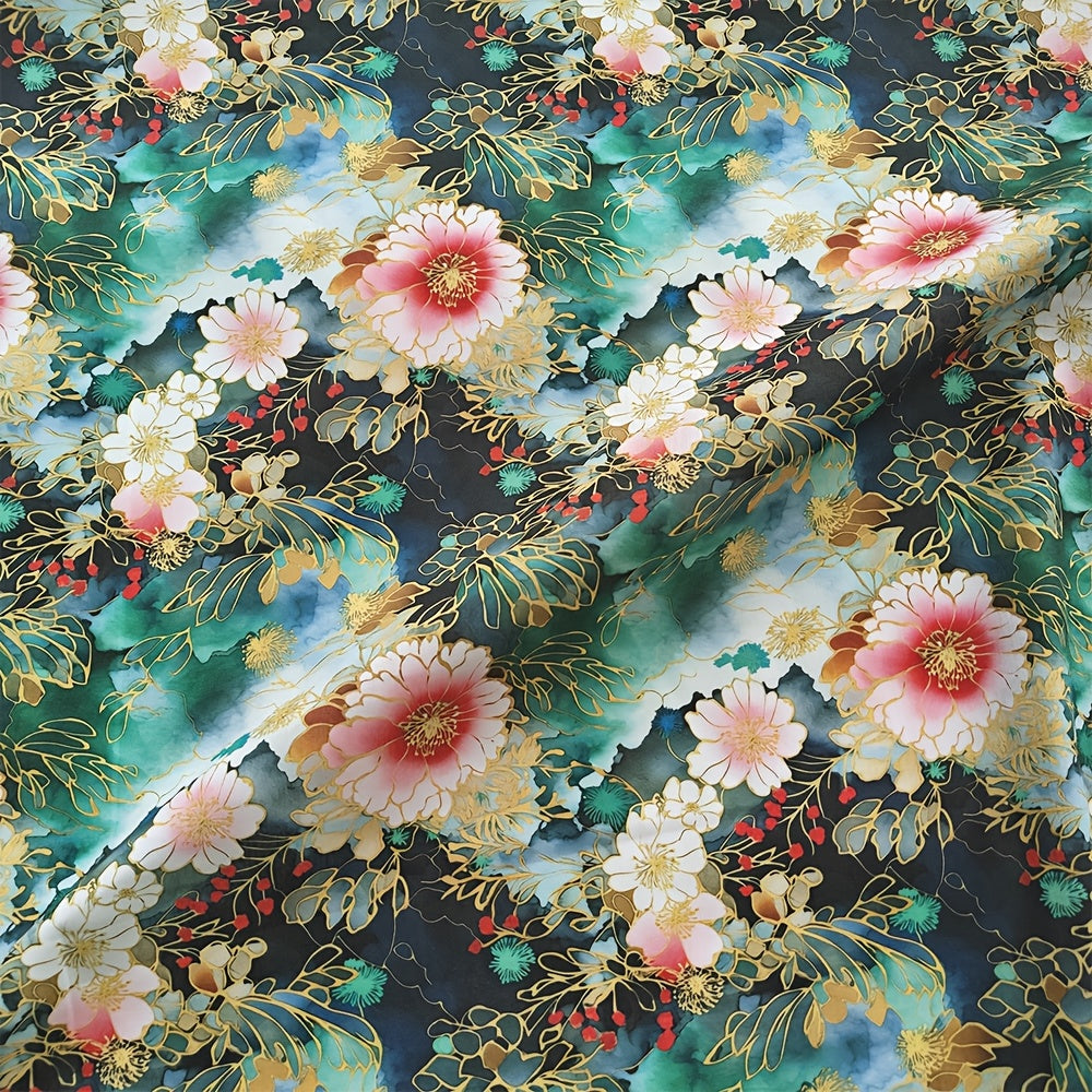Japanese Floral Poplin Fabric Digital Print Sewing