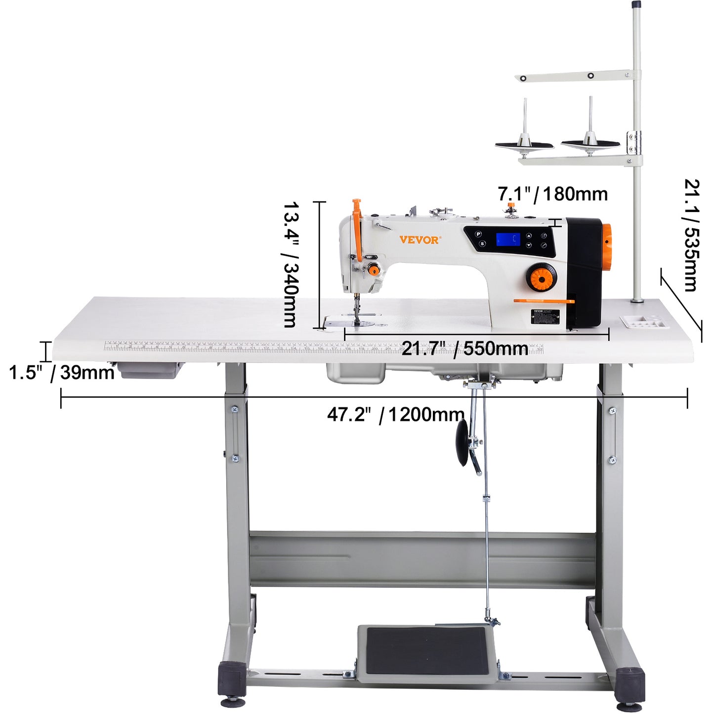 VEVOR Industrial Lockstitch Sewing Machine 550W Servo