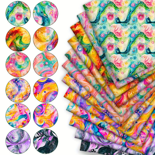 Abstract Fabric Bundles 12 Design Styles Polyester Patchwork