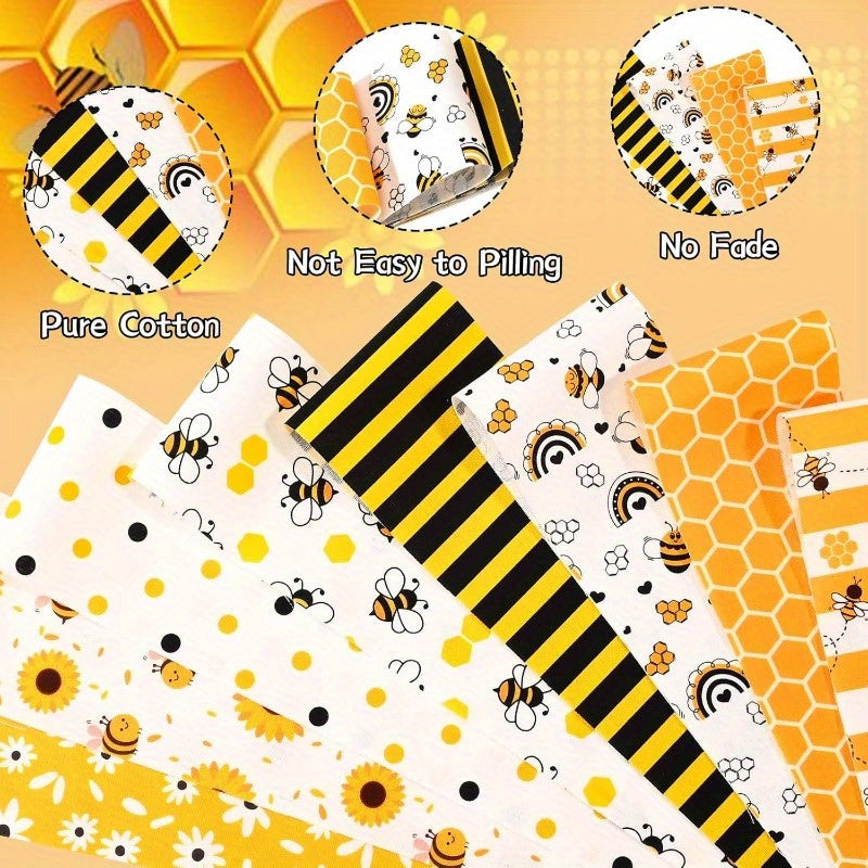 40Pcs Bee Series Quilted Patchwork Fabric DIY Projects