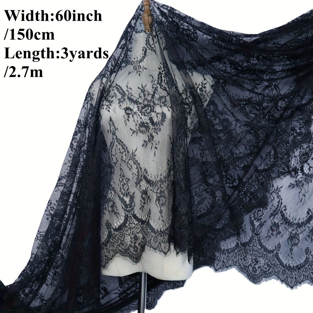 IDONGCAI Soft Chantilly Lace Floral Nylon Fabric By The Yard