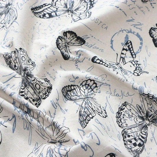 Butterfly Script Design Printed Craft Fabric Quilting DIY