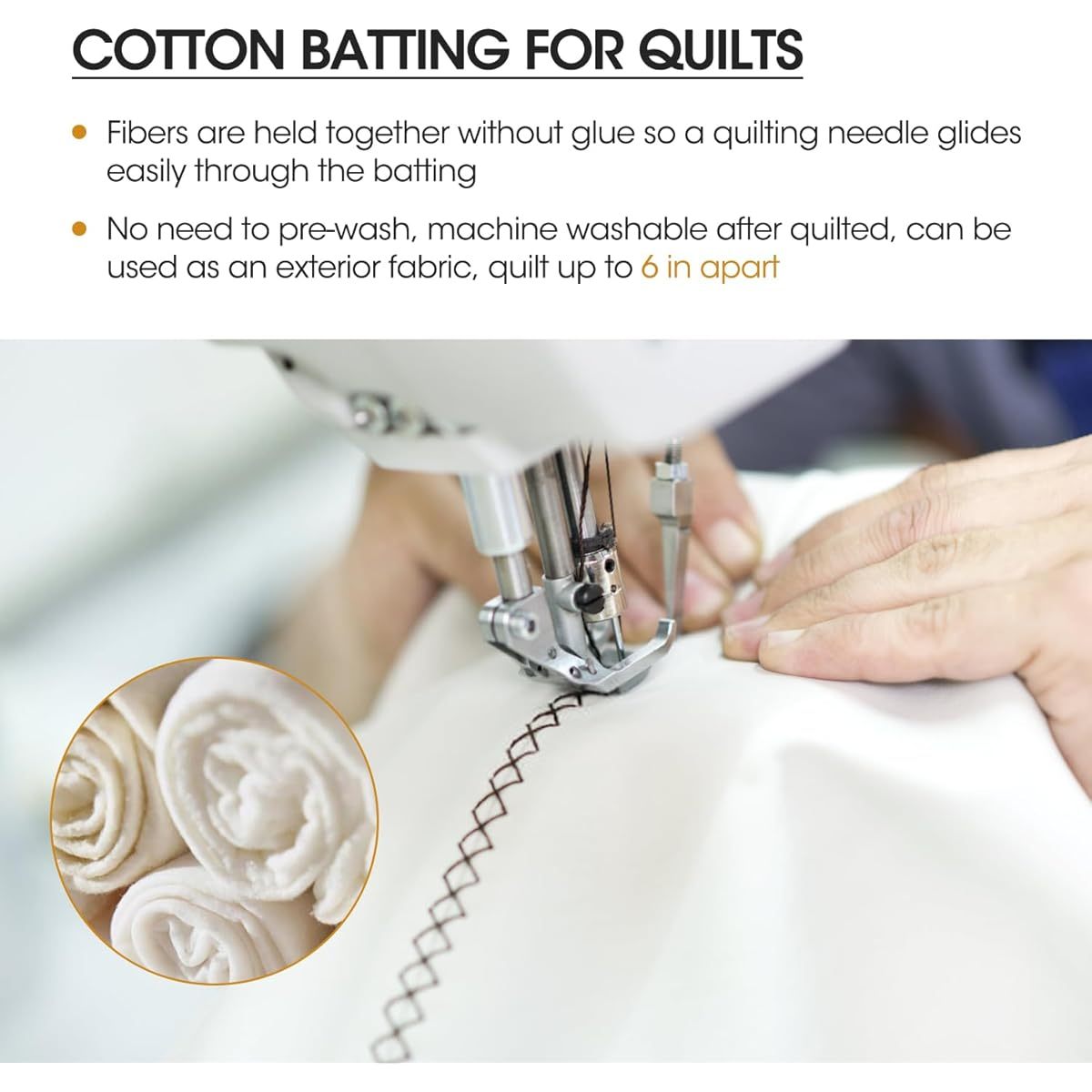 Extra Large Queen Size (59x79 Inches) Natural Cotton Batting - Extra Wide & Long Warm Soft Insulating Quilt Filling for Bedspread, Craft, Quilting - Beige/White//Black - Ideal for Modern & Traditional Bedding - Sewing & Knitt