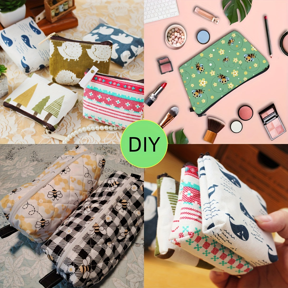 Polyester Patchwork Bees Pattern Bag Making Fabric Squares