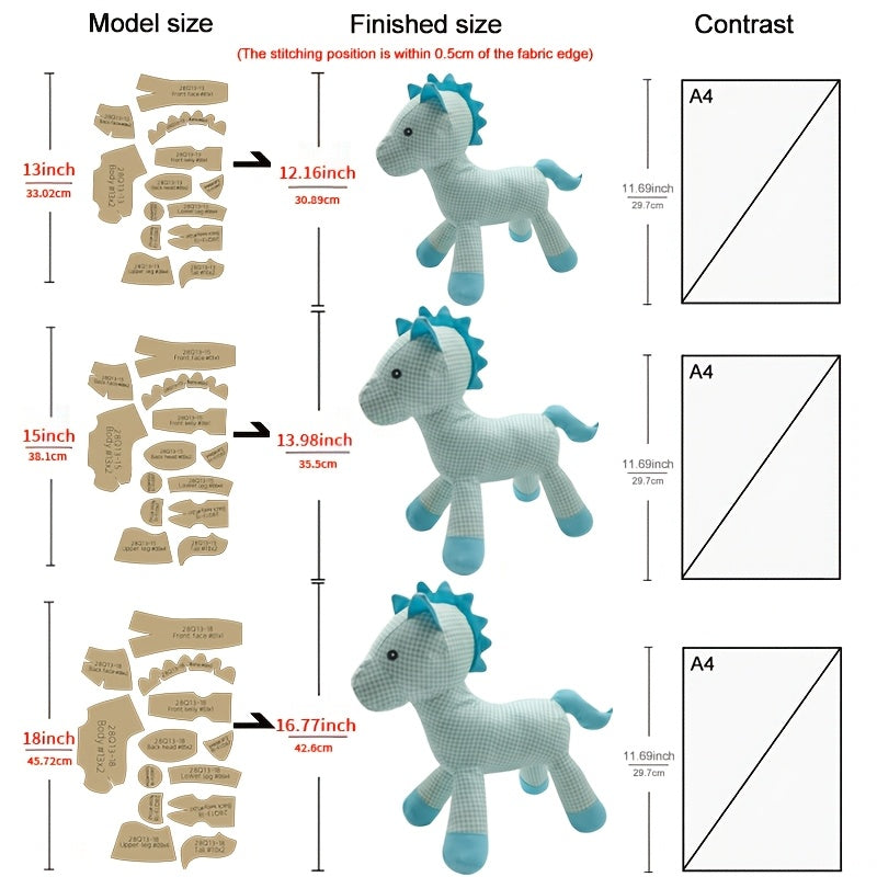 13pcs Horse Making Kraft Templates DIY Doll Quilting Stencils Horse Handmade Sewing Tool Stencil Handmade Decorations Birthday Holiday Gifts