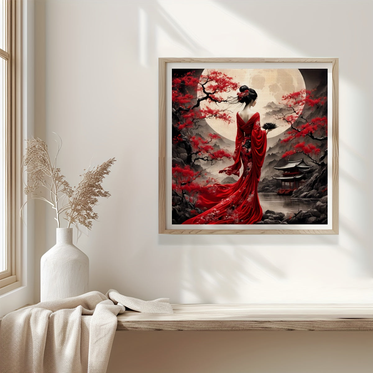1pc frameless 40x40cm/15.7x15.7-inch 11CT/14CT printed cross stitch DIY kit, elegant ladies, suitable for relaxing DIY cross stitch sets for adult beginners, including printing canvas, needles, threads, drawings, and instruct