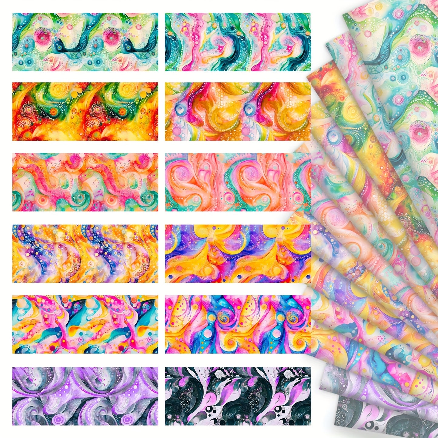 Abstract Fabric Bundles 12 Design Styles Polyester Patchwork