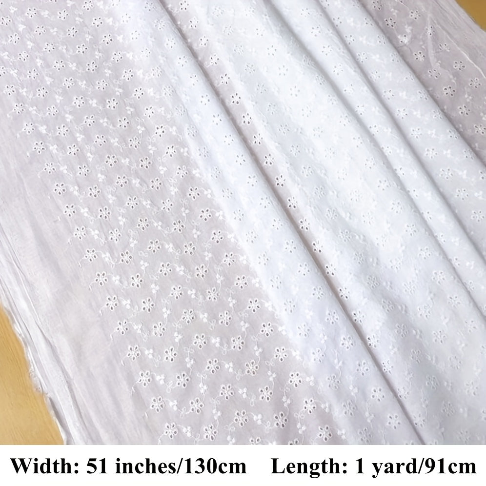 IDONGCAI Cotton Lace Fabric Embroidered Eyelet Floral Top