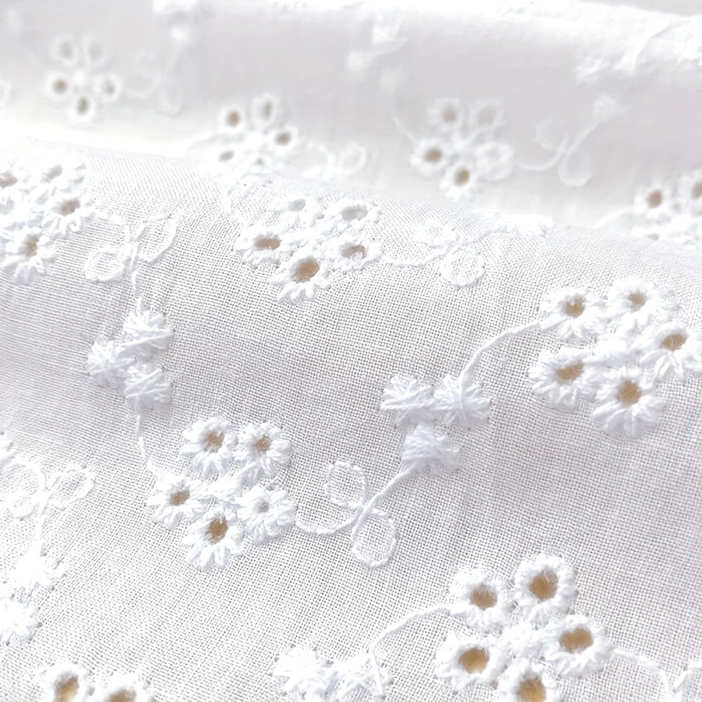 IDONGCAI Cotton Lace Fabric Embroidered Eyelet Floral Top