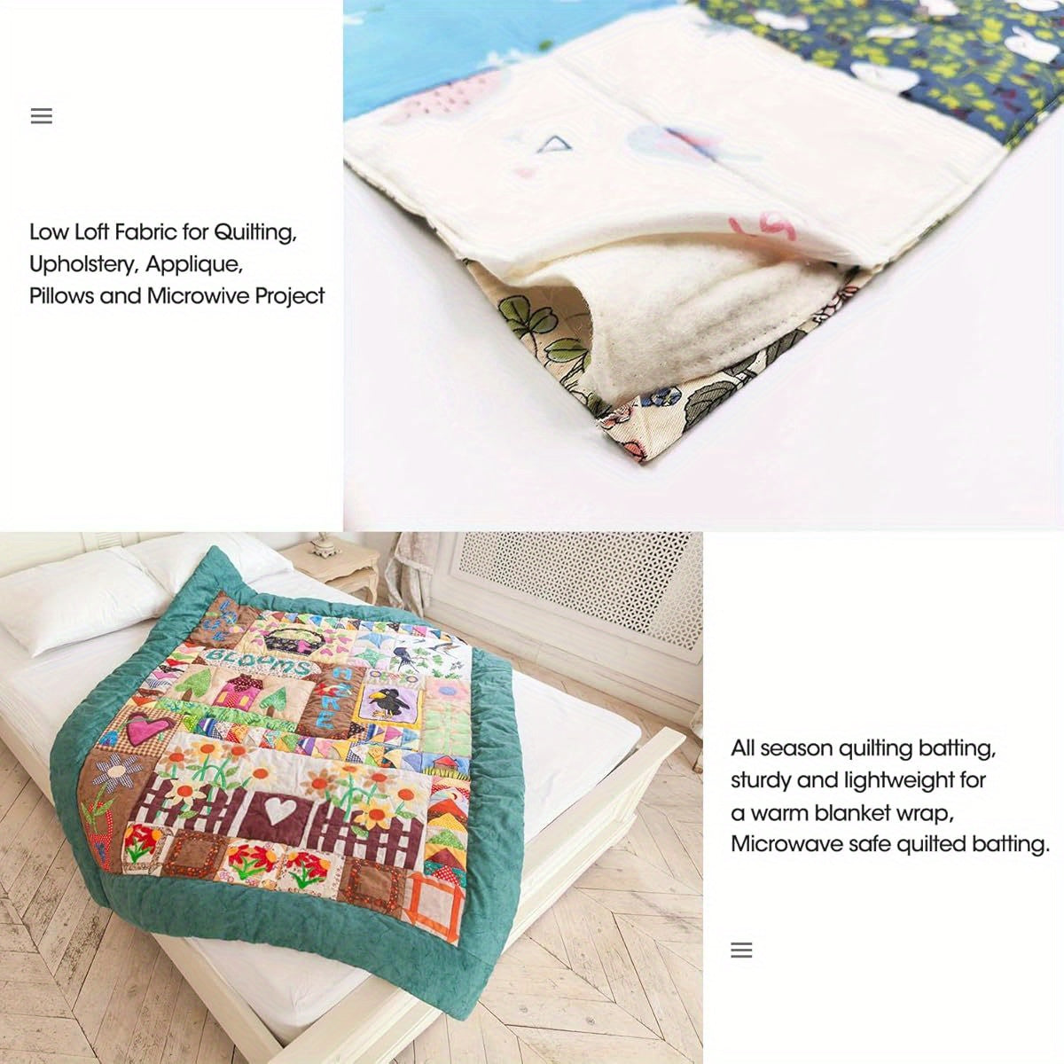 Extra Large Queen Size (59x79 Inches) Natural Cotton Batting - Extra Wide & Long Warm Soft Insulating Quilt Filling for Bedspread, Craft, Quilting - Beige/White//Black - Ideal for Modern & Traditional Bedding - Sewing & Knitt