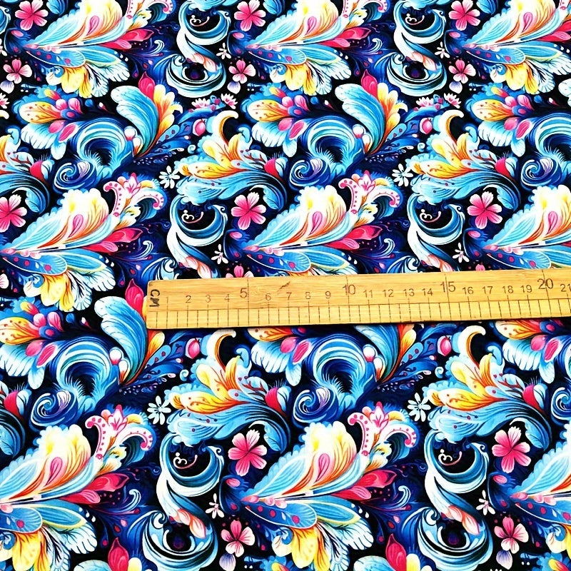 Retro Bohemian Paisley Print Fabric Polyester Cotton Blend