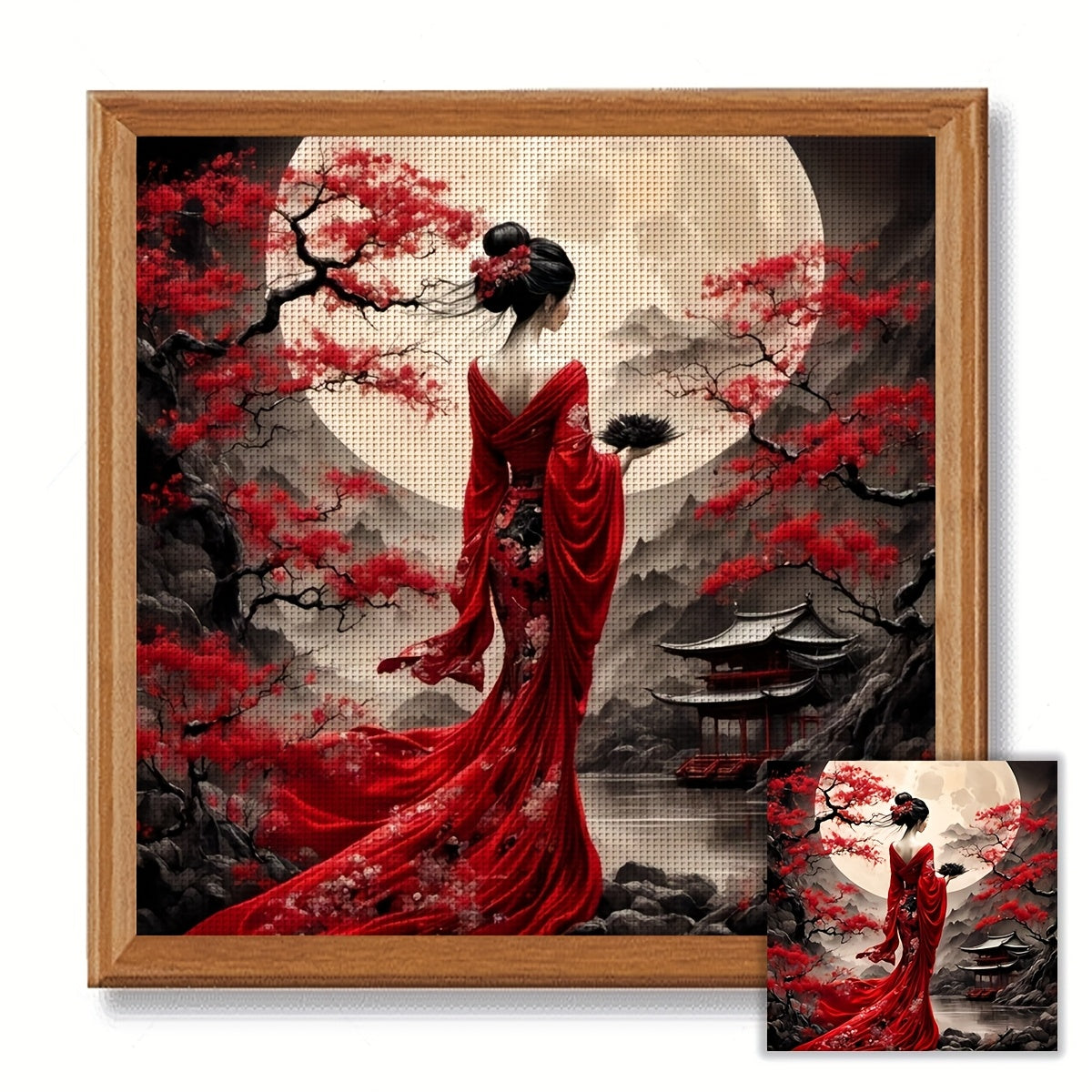 1pc frameless 40x40cm/15.7x15.7-inch 11CT/14CT printed cross stitch DIY kit, elegant ladies, suitable for relaxing DIY cross stitch sets for adult beginners, including printing canvas, needles, threads, drawings, and instruct