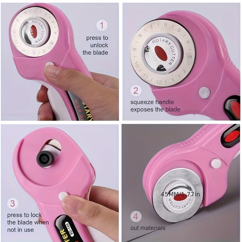 Rotary Cutter With Extra Blades For Fabric And Quilting