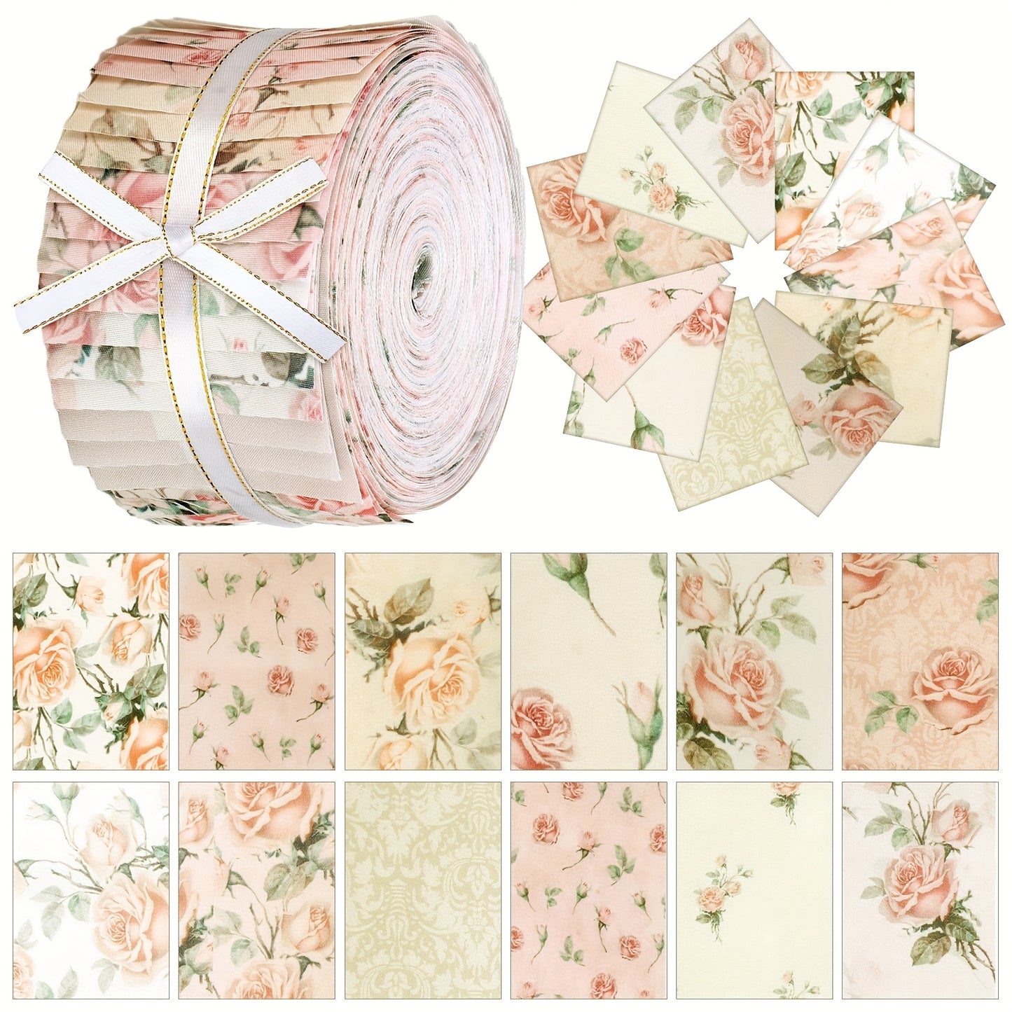 Pastel Quilting Strips Bundle 40pcs Precut Polyester Fabric
