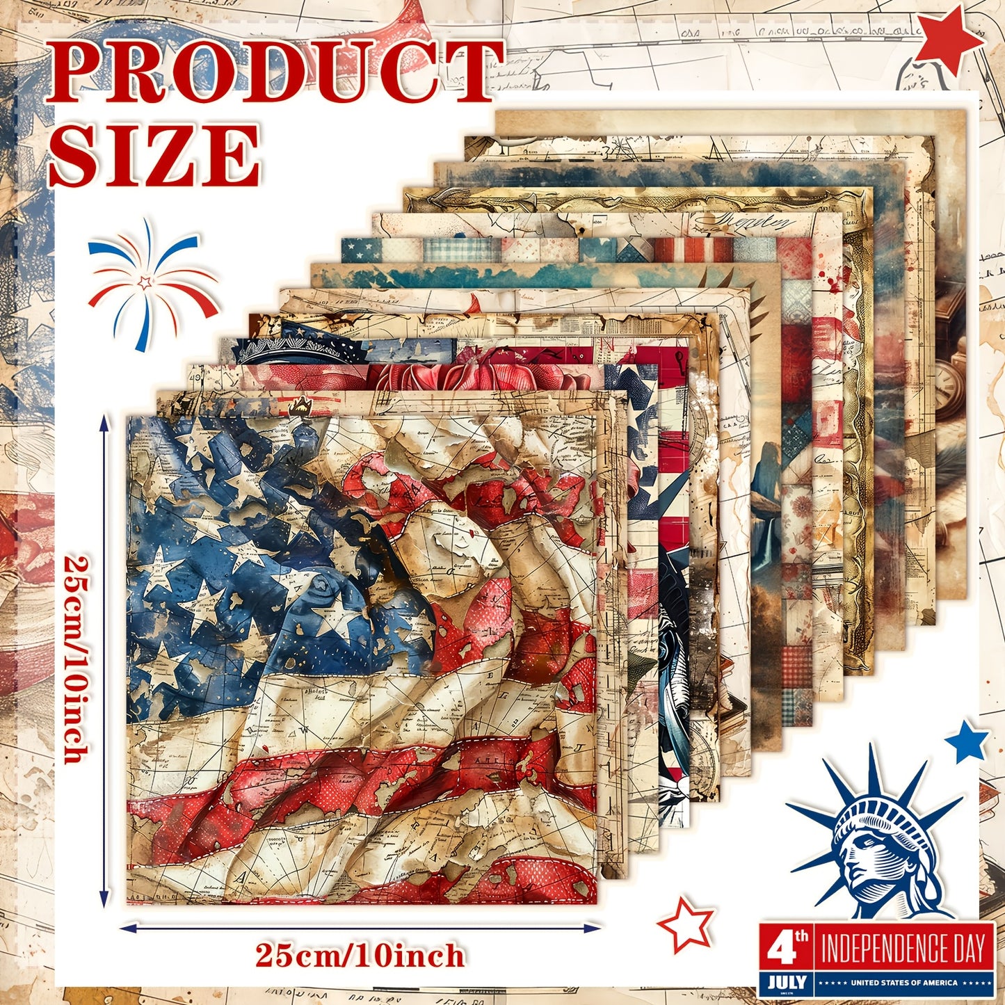 Patelai Patriotic Quilt Fabric Squares American Flag