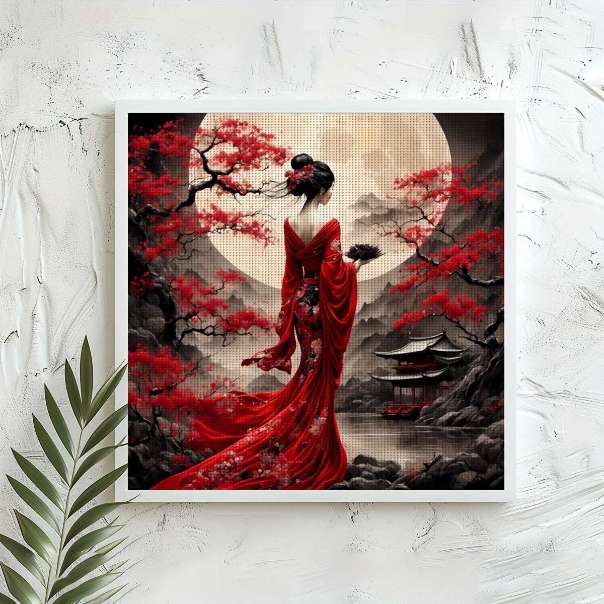 1pc frameless 40x40cm/15.7x15.7-inch 11CT/14CT printed cross stitch DIY kit, elegant ladies, suitable for relaxing DIY cross stitch sets for adult beginners, including printing canvas, needles, threads, drawings, and instruct