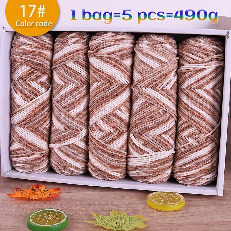 JIUWEIDIAOWANG Multicolor Gradient Yarn Craft Kit 5pcs Pack