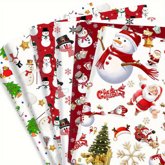 Snowman Christmas Quilting Fabric Precut Geometric Pattern