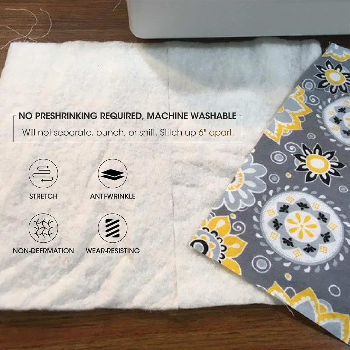 Extra Large Queen Size (59x79 Inches) Natural Cotton Batting - Extra Wide & Long Warm Soft Insulating Quilt Filling for Bedspread, Craft, Quilting - Beige/White//Black - Ideal for Modern & Traditional Bedding - Sewing & Knitt