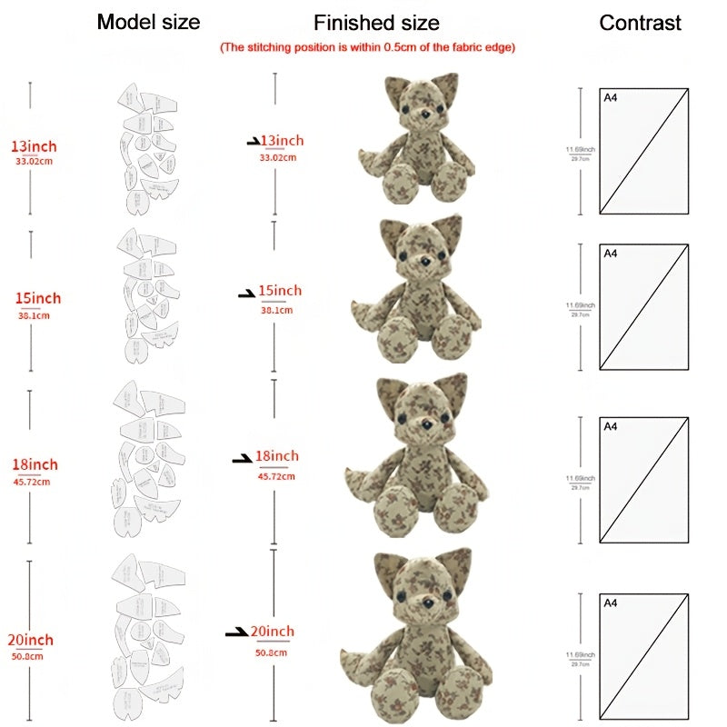 13pcs Fox Making PET Sewing Templates DIY Sitting Fox Shape Pattern Quilting Stencils Handmade Sewing Tools Template Handcrafted Decoration Birthday Holiday Gifts