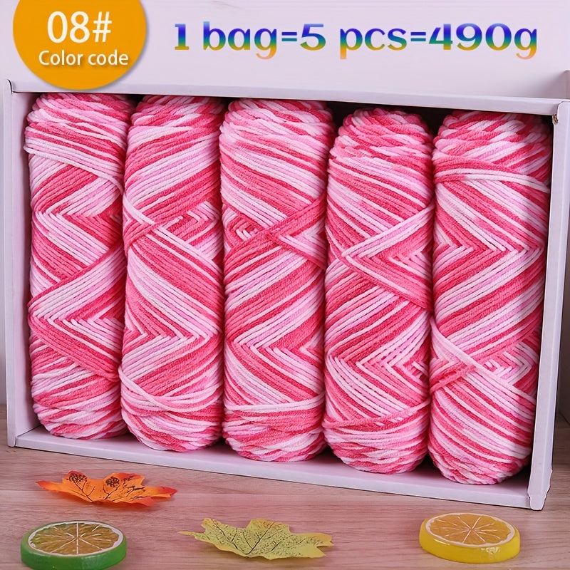 JIUWEIDIAOWANG Multicolor Gradient Yarn Craft Kit 5pcs Pack
