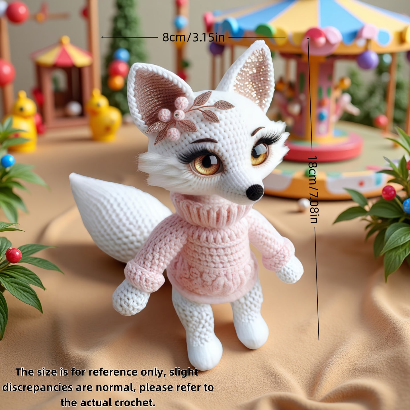 1 Set Animal Beginner Crochet Kit, Adult Crochet Set with Step-by-Step Text Tutorial, White Fox DIY Crochet Kit, Cute and Interesting Home Decoration Ornaments, Birthday Valentine'S Day Holiday Gift