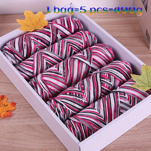 JIUWEIDIAOWANG Multicolor Gradient Yarn Craft Kit 5pcs Pack