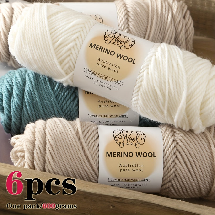 Merino Wool Roving Six Skeins Pack For Knitting And Crochet