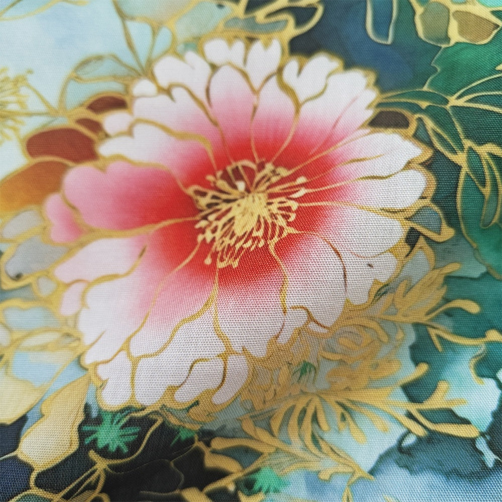 Japanese Floral Poplin Fabric Digital Print Sewing