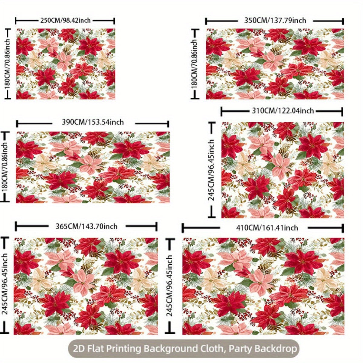 Poinsettia Fabric By The Yard For Christmas Decor Backdrops