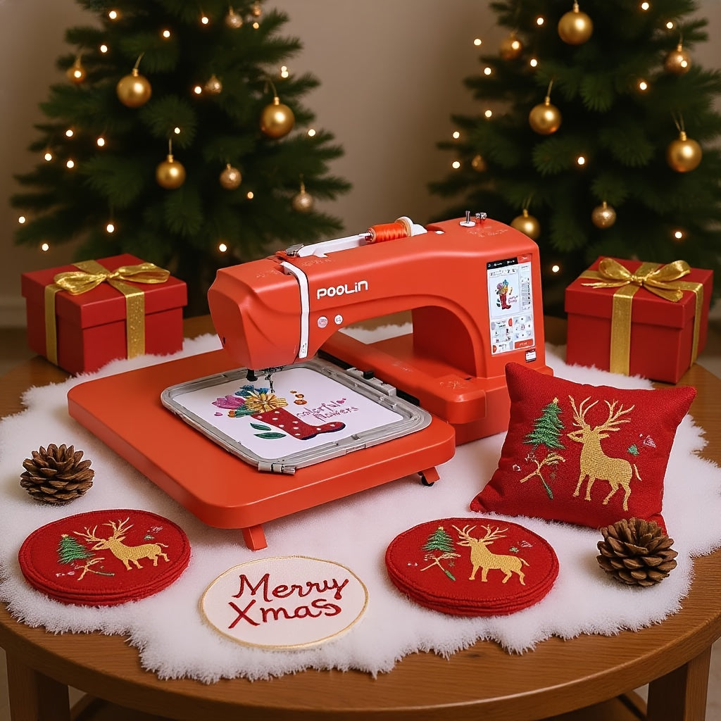 POOLIN Computerized Embroidery Machine with LCD Touchscreen