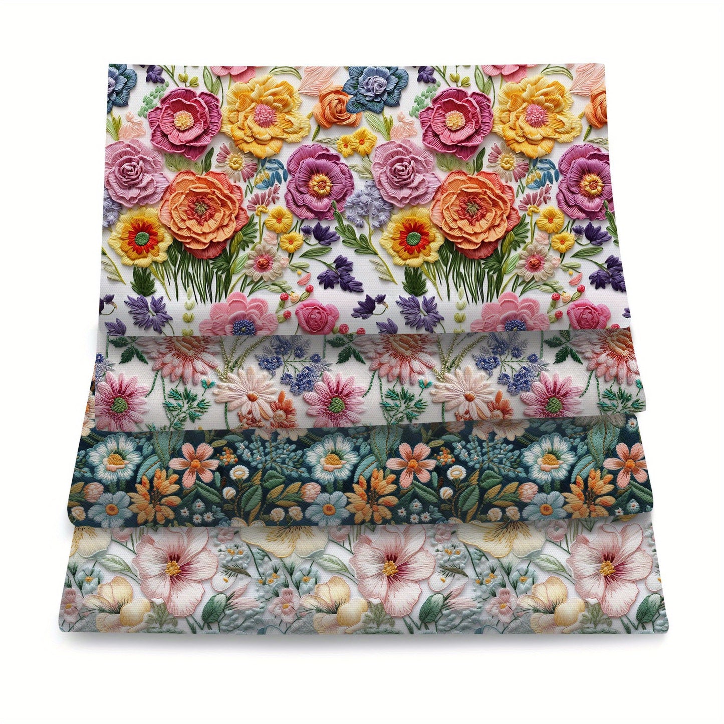 Floral 3D Embroidery Quilting Fabric Bundle Precuts